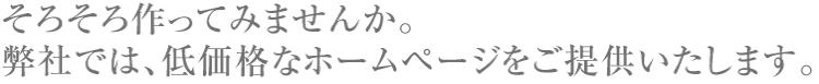 そろそろ作ってみませんか。 弊社では、低価格なホームページをご提供いたします。